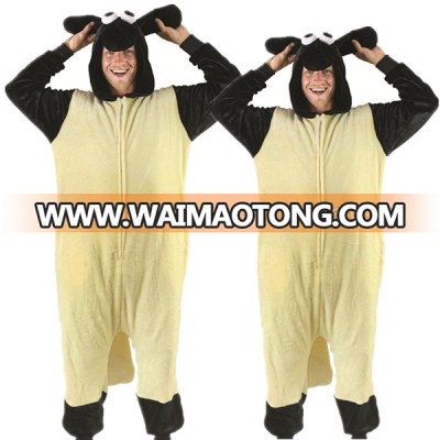 High quality 240gsm thick warm flannel fleece sheep animal pajamas adult sheep animal pajamas