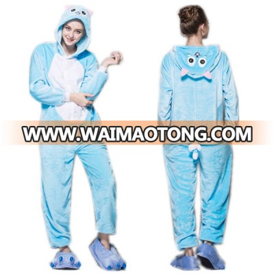 Lovely blue cat adult onesie for halloween flannel blue cat onesie adult